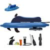 KAIKAFEI Jet Ski Gonfiabile 10 velocità con Motore, Barca da Surf Elettrica Brushless 500W, Propulsione Universale per Canoa SUP, Scooter Subacqueo per Adulti Yacht