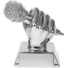 HORIALENCE Coppa Microfono in Resina Argento per Concorso di Canto, Premio Creativo e Decorativo per Cerimonie Scolastiche e Camera
