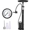 HHYSSG Pompa da terra per bicicletta con manometro, 160 PSI ad alta pressione, acciaio e alluminio, nero, 3 adattatori per valvole, per bici da corsa, mountain bike, moto, palloni