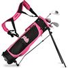 CVHfhjTG sacca da golf, Sacca da golf for ragazze, borsa leggera for bambini, for junior, doppia tracolla, rosa(S)