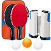 Baozun Ping Pong Set con 2 Racchette Ping Pong, 3 Palline, Rete da Tavolo Allungabile e Borsa