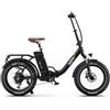 NexaCore OT16 Bicicletta Elettrica Pieghevole per Adulti, Motore 250W, Batteria 48V 17Ah, Autonomia fino a 120 km, Cambio Shimano 7 Velocità, Freni a Disco Meccanici, Pneumatici 20 Pollici