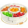 YAMAIDUO Snack Box con Scomparti, Ruotabile lavabile in Lavastoviglie Porta Snack, Grande snack box organizer Rotondo con Coperchio e Manico, Scatola per Snack con Coperchio per Caramelle, Snack, Picnic Party