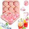 Bogoro Rose Ghiaccio Stampo Silicone 9 Griglie Ghiaccio Stampo Rosa Grado Alimentare Senza BPA Riutilizzabile per Succhi di Frutta Cocktail Whisky Cioccolatini Congelatore(3.2 cm Rosa+Diamante+Amore)