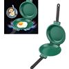 Segutage Piccola Padella Doppia Capovolgere, 19.3 CM Antiaderente Doppio Padella in Acciaio, Pancake in Verde per Colazione Sandwich Panini