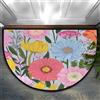 Myfsucce Zerbino a semicerchio in microfibra, motivo fiori primaverili, 91 x 61 cm, antiscivolo, assorbente, morbido e sicuro per la famiglia, per bambini/anziani, casa e ufficio