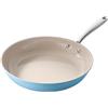 Redchef Padella ceramica 28 cm, antiaderente, con manico in acciaio inossidabile, senza PTFE, senza PFOA, senza PFAS, resistente al forno, blu