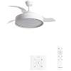 CREATE / WIND CLEAR EDGE/Ventilatore da soffitto con luce bianco con telecomando e controllore da parete / 40W, Silenzioso, Ø107 cm, pale retrattili, funzione estate-inverno, luce led 3 temperature