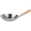 TERNCOEW Wok in acciaio inox, 24 cm e 26 cm, antiaderente, per soffriggere e friggere, manico in legno, lavabile in lavastoviglie e utilizzabile in forno