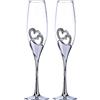 LANLONG Set di flute da champagne con forma di cuore, per matrimonio e sposi, set regalo per coppie, fidanzamento, matrimonio o inaugurazione della casa (argento)