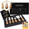 ICOSA Living HARVEST │ Set premium di 6 coltelli da formaggio │ Collezione completa di coltelli da formaggio in acciaio inossidabile con manici in legno di teak e lame a tutta lunghezza e con 15 ricette