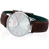 Watchmaker Milano OROLOGIO UOMO ACCIAIO CINTURINO IN PELLE QUADRANTE SUNRAY SILVER WATCHMAKER CUMENDA WM.00C.03