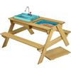 TP Toys Splash & Play - Tavolo da picnic in legno, con vasca per schizzi e peccato, ricicla l'acqua, tavolo da picnic in legno, mobili da giardino per bambini e cene all'aperto, legno certificato FSC,