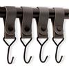 Brute Strength - Gancio multifunzione con passante in pelle - grigio - 4 X - Gancio appendiabiti in pelle
