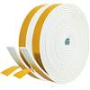 YANKUIRUI Nastro Autoadesivo in Schiuma, 25mm(Larghezza) x 3mm(Spessore), Guarnizione in Gomma per Porte e Finestre, Anti Freddo, Rumore e Collisione, Lunghezza Totale 10M, Bianco