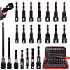 DAKCOS Set di 21 pezzi di adattatori esagonali, 6-14 mm e 1/4"-9/16" | set di chiavi a bussola, dattatori da 1/4" 1/2" 3/8, chiavi per trapani, CR-V