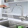 SJQKA Rubinetto Cucina 3 Vie Spazzolato con Doccetta Estraibile, girevole 360°, canali separati, doppia leva, compatibile depuratore/RO sottolavello, miscelatore lavello per acqua potabile e calda/fredda