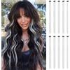 FESHFEN Extension Capelli Colorati Clip - 10 Pezzi Ciocche Capelli Argento Colorate Extensions con clip per Carnevale e Feste per Donna, 55 cm