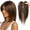 RUNRAYAY Topper per capelli umani da donna in veri capelli umani, copertura 3D a 360° per aggiungere volume, frangia a clip da 25 cm per uso quotidiano - 6/10B#