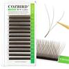 COZBIRD Extension per ciglia 3D W, colore marrone, con ventaglio finito volume, ventaglio prefabbricato, ciglia naturali artificiali (spessore 0,07 mm, ricciolo C 8 - 12 mm Mix)