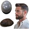N.L.W. Parrucca Uomo PU Frontale con Pizzo Toupee Pezzi di Capelli Umani Europei per Uomini Protesi Capelli Uomo 8×10 Pollici Sottile Pelle 0,06 Centimetri Spessore Uomini Parrucca in Marrone Scuro