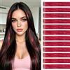 Sofeiyan 12 Pezzi Extension Capelli Glitter Clip,50 cm Rosso Tinsel Extension Capelli,Resistenti scintillanti Extensions Capelli per donne discoteca Carnevale Festa