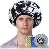 Years calm Cuffia termica da uomo per condizionamento profondo, riutilizzabile, con fodera in alluminio, fascia elastica elastica, stampa elegante, per terapia a vapore, maschera per capelli, olio