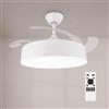 M Mimotec-Ventilatore da Soffitto LED Messe White 72W con Luce CCT Regolabile e Intensità Variabile, Motore DC Silenzioso, 6 Velocità, 4 Pale Retrattili, Timer, Telecomando