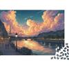 SBMASCJJZRCV Tramonto Romantico sul Fiume Puzzle 1000 Pezzi Carta per Adulti Allenamento Cerebrale Paesaggio Cielo Fiume Decorativo 52x38cm/1000pcs