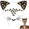 LUYANFX Cerchietti Leopardo e Gemme Adesivi, Cerchietto Halloween Gatto, Cerchietto con Corna da Gatto, Accessori Costume Cosplay di Halloween Carnevale per Ragazze Donna (B)