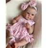 Tudofttg 48 cm Bambole Reborn Femmina - Realizzata a Mano in Morbido Silicone-Vinile con Occhi Aperti, Bambola Neonata Realistica con Accessori e Abito Rosa, Regalo Perfetto per Bambini dai 3 Anni