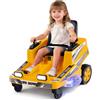 COSTWAY 12V Macchina Elettrica per Bambini, Auto Elettrica con 2 Leve di Controllo, Luci LED, Simulazione di Taglio dell'Erba e Sterzate a 360°, Tosaerba Giocattolo per Bambini 3-8 Anni (Giallo)