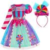KBOLAE Vestito da principessa colorato per ragazze, vestito da principessa per feste e feste, 110 cm, 110 cm