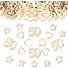 ShinherYee 150 pezzi di decorazione in legno per tavolo, decorazione per il 50° compleanno di una donna, confettetti in legno per il 50° compleanno, decorazione in legno a forma di cuore e stella per tavolo