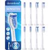 demirdental 8 testine demirdental per Philips Sonicare, Sensitive, Bianco | Testine di ricambio morbide corrispondenti a HX6054, testate senza sostanze nocive & senza BPA, cappucci & anelli inclusi