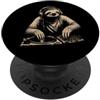 Funny Animal Humor Vintage Music Apparel Vintage Bradipo DJ Giradischi Divertente Amante della Musica Animale Umorismo PopSockets PopGrip Adesivo