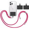 TBOC Cordino Catenella Laccio Strap Porta Cover [Fucsia] + 2 Toppe di Fissaggio Aggiuntive [Nero] Telefono Cellulare Collo - Tracolla Catenina Cordini Cellulari Telefoni Universale Laccetti