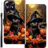 WUACYEAMING Custodia Compatibile con Honor 500 Smart 5G,con Slot Carte PU Pelle Portafoglio Libro Case Antiurto Bumper Motivo Magnetica Flip Protettiva Resistente Gatto di zucca