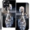 WUACYEAMING Custodia Compatibile con Honor 500 Smart 5G,con Slot Carte PU Pelle Portafoglio Libro Case Antiurto Bumper Motivo Magnetica Flip Protettiva Resistente Gatto tigre