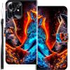 WUACYEAMING Custodia Compatibile con Honor 500 Smart 5G,con Slot Carte PU Pelle Portafoglio Libro Case Antiurto Bumper Motivo Magnetica Flip Protettiva Resistente Due lupi