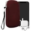 kwmobile Custodia in Neoprene con Zip per Smartphone L - 6,5 - Astuccio Portacellulare a Sacchetto con Cerniera - Borsa in viola bordeaux