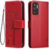 Topme Custodia in Pelle per Redmi Note 10 5G / POCO M3 Pro 5G (6.5 Inches), [ Cover per Telefono in Stile Gatto e Albero] - Rosso