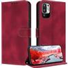 ZONNAVI Cover per Xiaomi Redmi Note 10 5G, [Blocco RFID] Custodia a Libro in Pelle con Porta Carte, Flip Case Portafoglio Antiurto Cover per Redmi Note 10 5G (Rosso Scuro)
