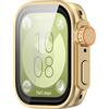Zhixteu Protezione dello Schermo per HUAWEI WATCH FIT 3, Caso di Vetro Temperato Tutto Intorno Duro PC Protettivo Casi Orologio Intelligente Copertura per WATCH FIT 3 (Oro)