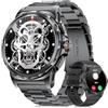 LIGE SMART Smartwatch Uomo Militare con Chiamate Bluetooth, 1.43 AMOLED Orologio Smartwatch con 110+ Modalità Sportive, Cardiofrequenzimetro Sonno IP68 Impermeabile Android iOS Nero