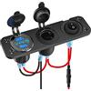 Meijeegu Pannello caricabatterie da auto, 12V-24 porte USB doppie QC3.0 + porta PD presa di ricarica con interruttore di tocco- adattatore accendisigari + interruttore ON/OFF (Pannello a 3 fori)