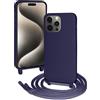 FERLAN Custodia per Xiaomi Poco F6 Pro Cover con Cordino,Blu Silicone Antiurto TPU Morbido Case Corda Collana Necklace Regolabile Stylish con Catena Ultra Sottile Cover per Xiaomi Poco F6 Pro,Blu navy