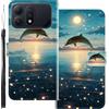 WUACYEAMING Custodia Compatibile con Honor Win Turbo,con Slot Carte PU Pelle Portafoglio Libro Case Antiurto Bumper Motivo Magnetica Flip Protettiva Resistente delfino