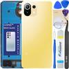 LUVSS Coperchio Copribatteria Scocca Vetro Posteriore Imposta per Xiaomi Mi 11 Lite 5G NE (Giallo)