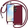 Keteen Custodia per Samsung Galaxy S25 FE con nastro, sottile in silicone per Galaxy S25 FE con cordoncino rimovibile, resistente agli urti, per Samsung S25 FE - rosso